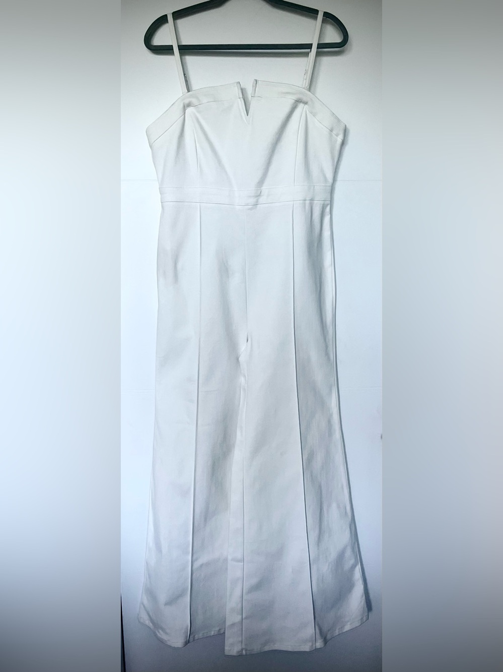 Flying Tomato Women’s XL White Wide-Leg Jumpsuit Sweetheart Neck